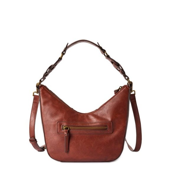 WOVEN BAG Crossbody Shoulder Time and Tru Alice Blue Tan Fall Medium Hobo Slouch - Picture 7 of 8